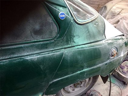 Classic car bodywork before restoration and repainting